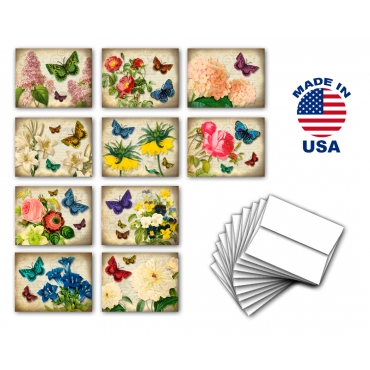 Victorian Flowers Note Cards Set of 10